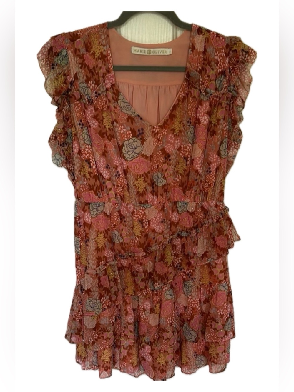 Marie Oliver Floral Tiered Ruffle Dress Small | Quiet Luxury Boho Event Dress